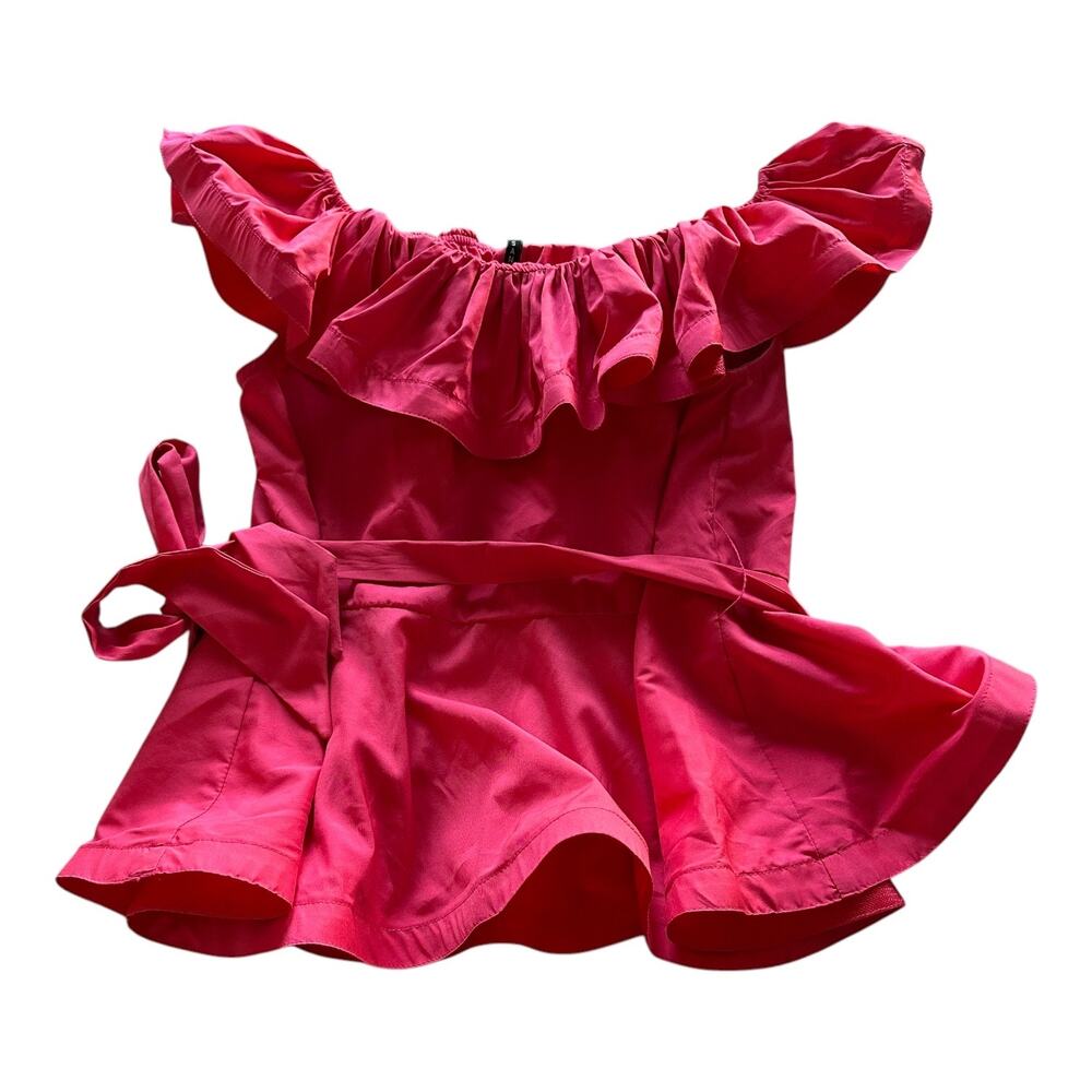 Womens Top Size Small Pink Ruffles Flare Magenta